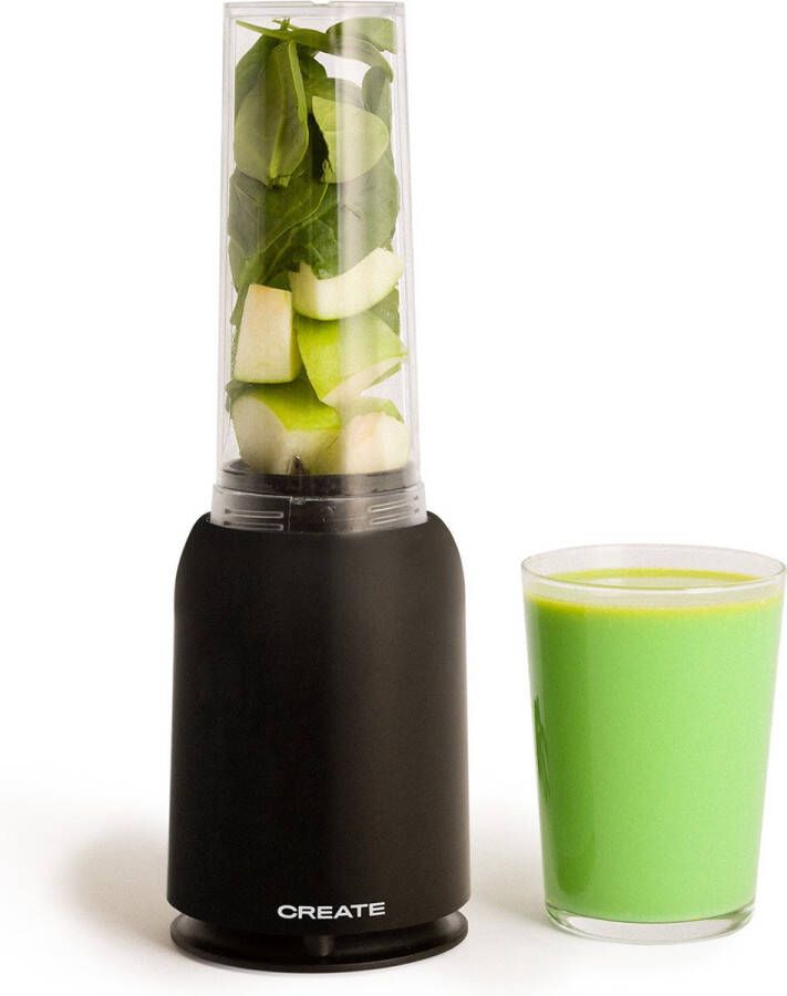 Create MOI SLIM Draagbare glazen blender Sappen Shakes of Smoothies 400ml Zwart