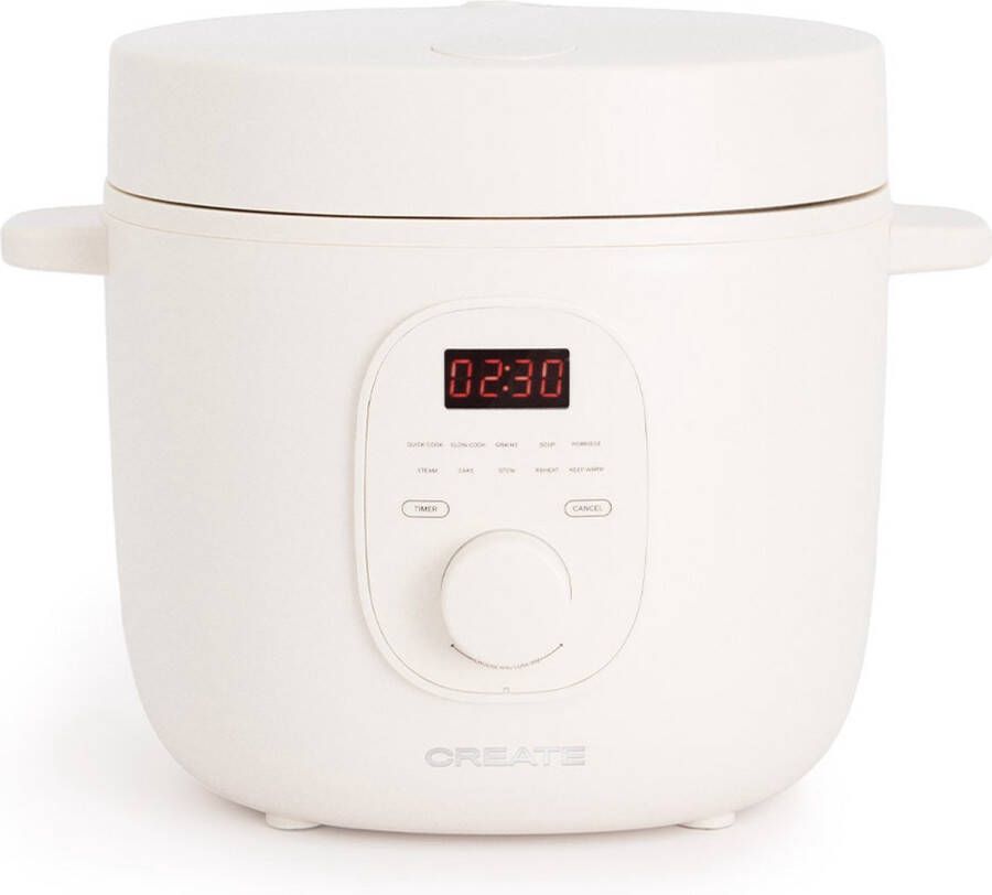 Create Elektrische rijstkoker 2 L met stoommandje uitneembare binnenkant houdt warm Getbroken wit 400W RICE COOKER STUDIO