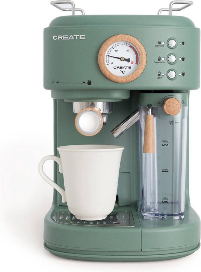 Create Espressomachine 20bar halfautomatische Met melkreservoir Kleur Sage THERA MATT PRO - Foto 1