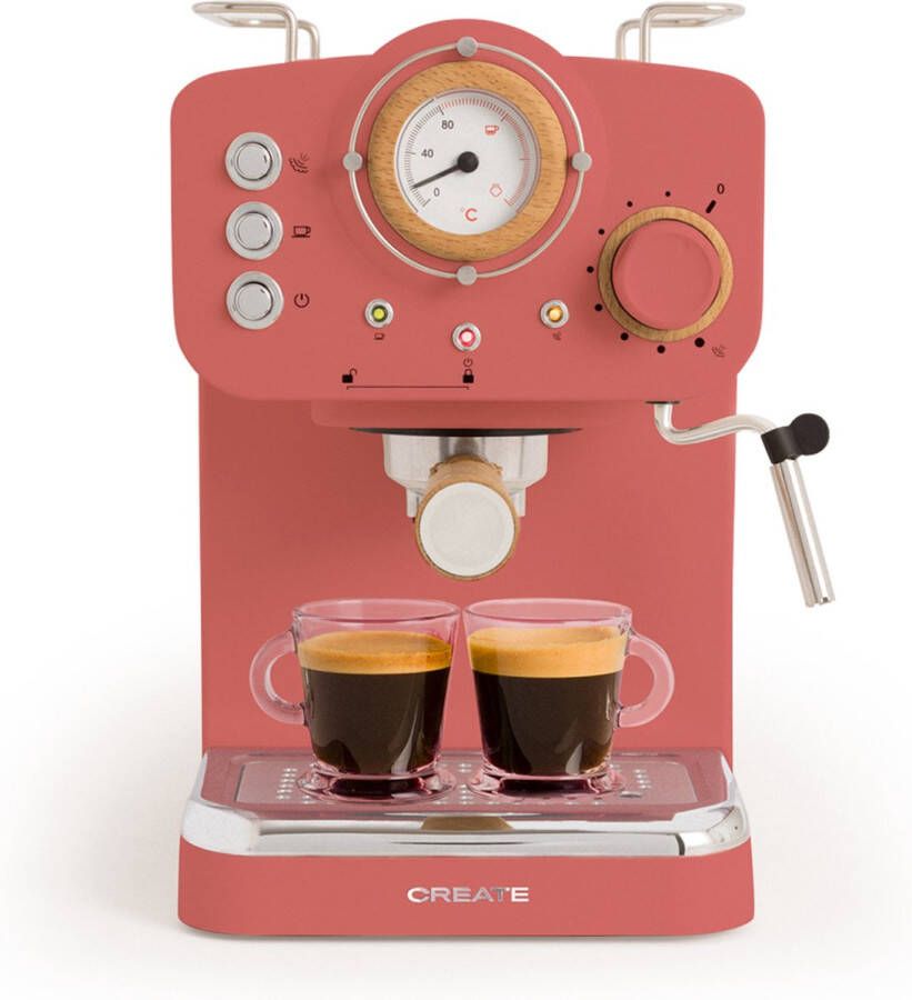 Create Express Koffiemachine Gemalen koffie Espresso Cappuchino Machiato Americano THERA RETRO