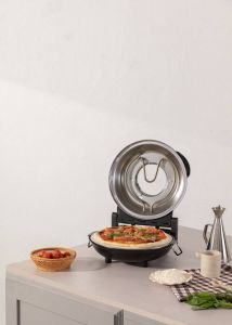 Create PIZZA MAKER Elektrische Stenen Pizzaoven Regelbare Thermostaat Campings en Caravans Ø31 cm Zwart