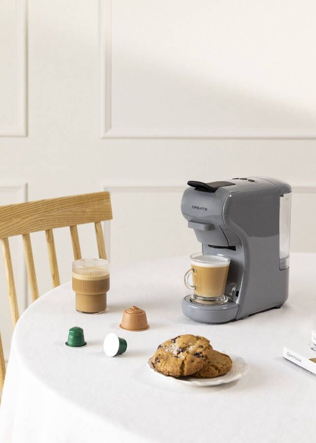Create POTTS STYLANCE Koffiemachine Koffiecupmachine Capsule koffiezetapparaat Nespresso Dolce Gusto 1450W Grijs