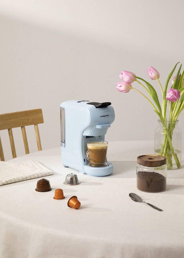Create POTTS STYLANCE Koffiemachine Koffiecupmachine Capsule Koffiezetapparaat Nespresso Dolce Gusto 1450W Pastelblauw