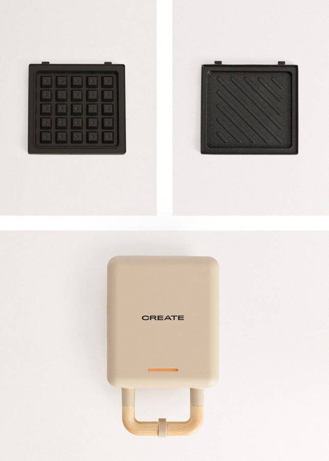 Create Tosti-ijzer grill en wafelijzer met verwisselbare platen Zand Individueel STONE STUDIO