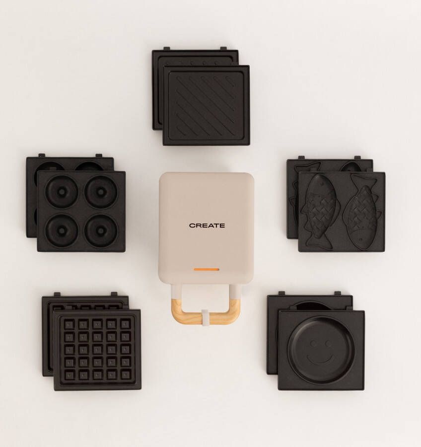 Create Sandwichgrill en wafelijzer met verwisselbare platen + 5 platen STONE STUDIO