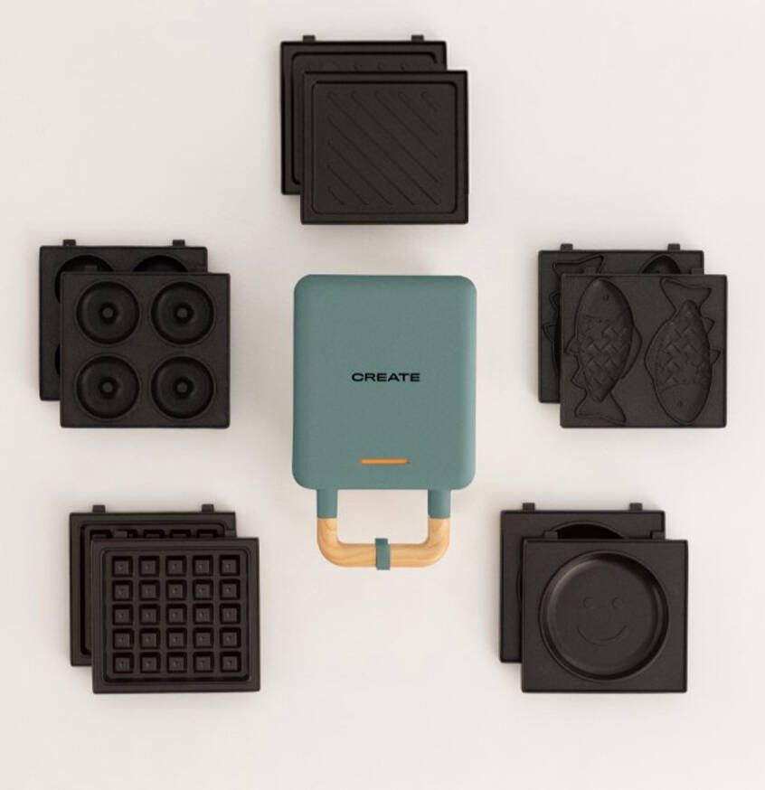 Create Sandwichgrill en wafelijzer met verwisselbare platen + 5 platen STONE STUDIO - Foto 2