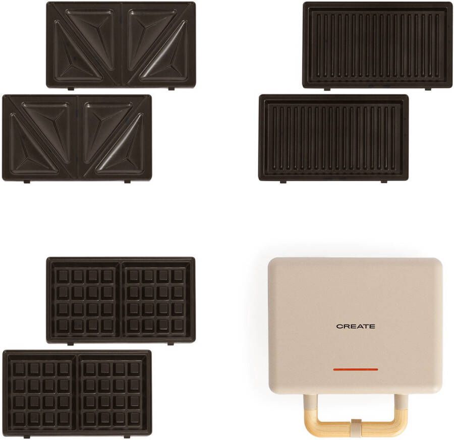 Create Sandwichmaker grill en wafelijzer + Taiyaki plaat + Pannenkoekenplaat + 3 platen STONE STUDIO DUBBEL - Foto 6