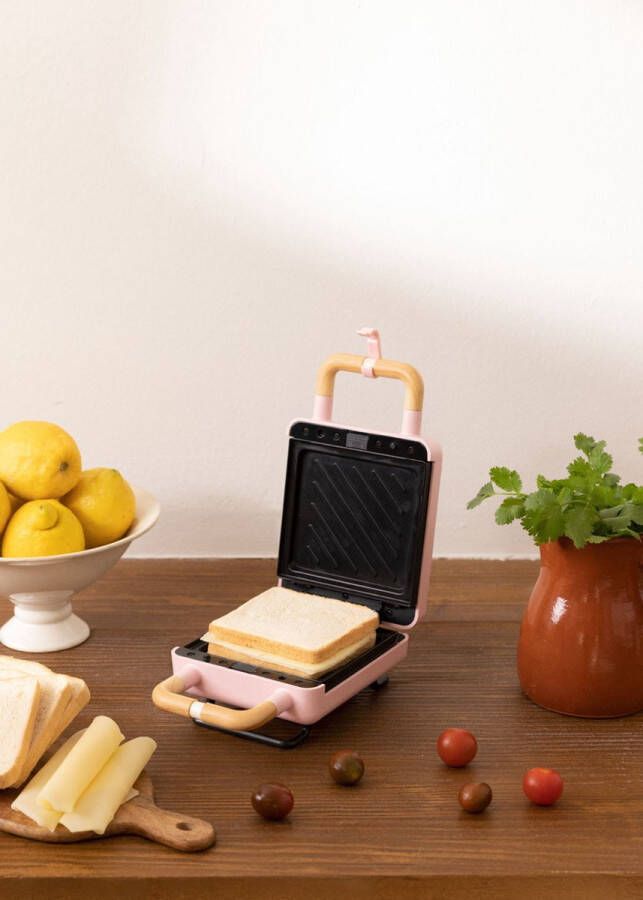 Create STONE 2 in 1 COMPACT Sandwichgrill en wafelijzer met verwisselbare platen Pastel Roze