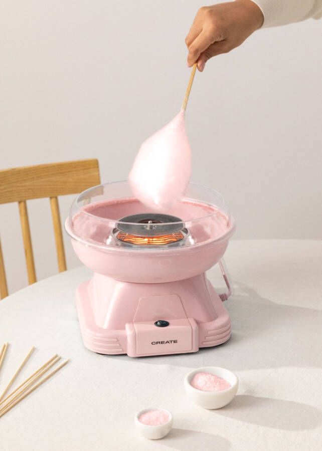 Create COTTON CANDY MAKER Pastel roze- Suikerspinmachine -Snel en schoon- 500W- heeft antislipvoetjes