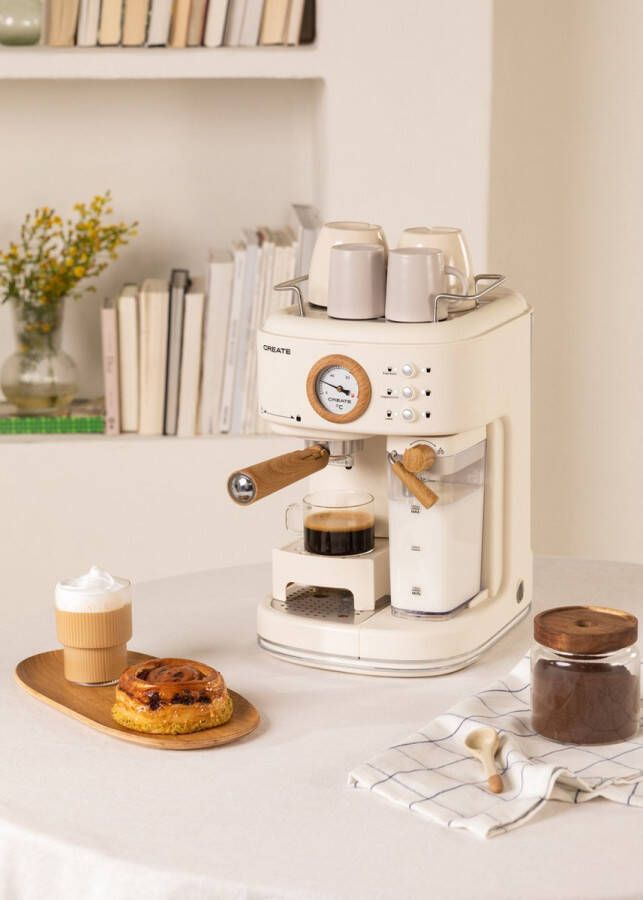 Create THERA MATT PRO 20bar halfautomatische espressomachine Met melkreservoir Gebroken wit - Foto 1