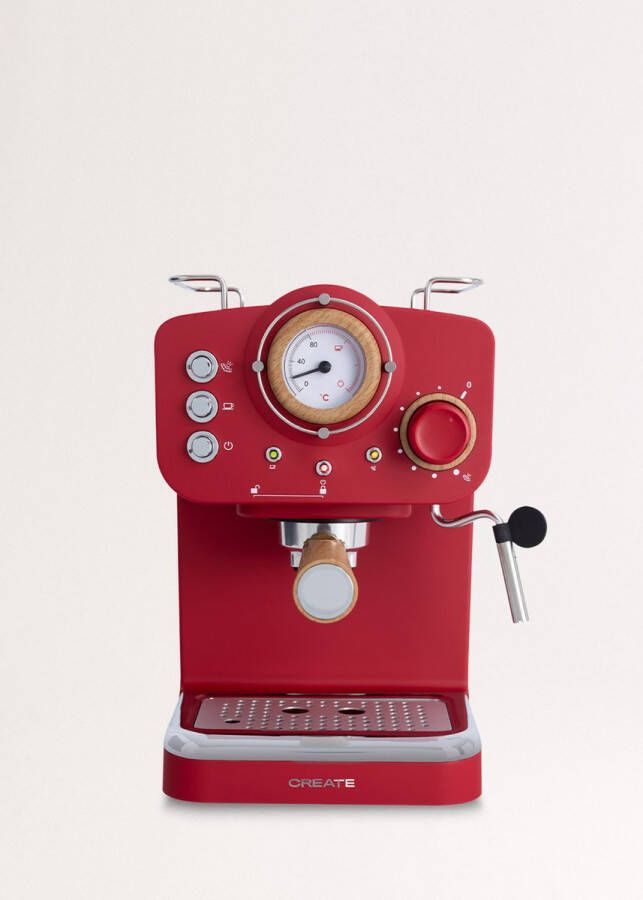 Create Thera Matt Retro Express Koffiemachine Rood Gemalen koffie Espresso Cappuchino Machiato Americano - Foto 3