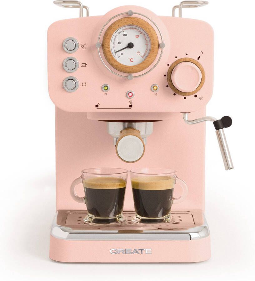 Create THERA MATT RETRO Express-koffiezetapparaat Pastel roze 1100 W Voor gemalen koffie- en ESE-pads Tankcapaciteit 1.25L. 220 ~ 240V AC