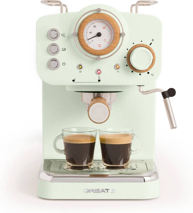 Create THERA MATT RETRO Express-koffiezetapparaat Pastelgroen 1100 W Voor gemalen koffie- en ESE-pads Tankcapaciteit 1.25L. 220 ~ 240V AC