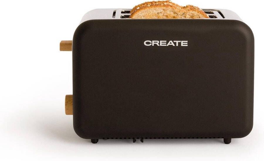 Create Broodrooster Mat Zwart Voor Brede Plakken XL sleuven 6 niveaus Functies 850W -TOAST RETRO - Foto 2
