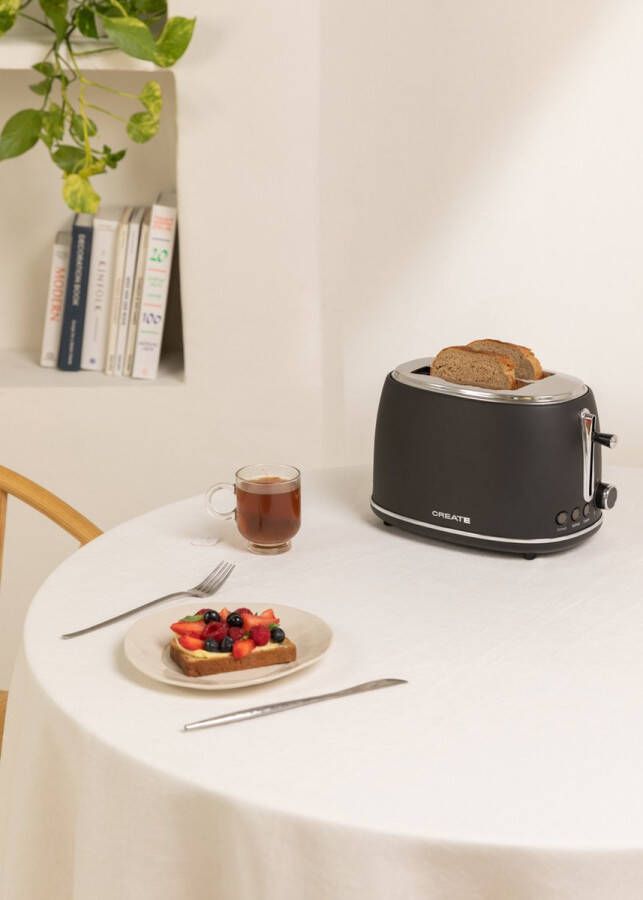 Create Broodrooster Toaster 6 niveaus 2 Extra Brede Sleuven 850W Zwart TOAST RETRO STYLANCE S - Foto 2