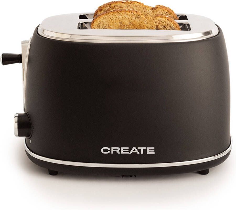Create Broodrooster Toaster 6 niveaus 2 Extra Brede Sleuven 850W Zwart Toast Retro Stylance S - Foto 1