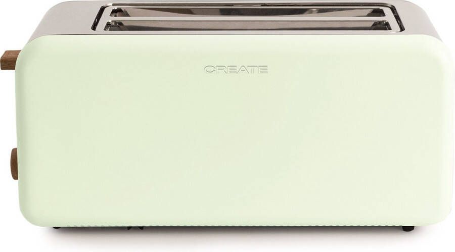 Create TOAST RETRO XL sleuven Broodrooster Pastel Groen Voor Brede Plakken 6 niveaus Functies 1500W