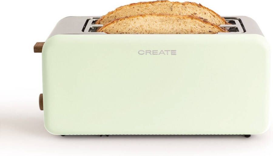 Create TOAST RETRO XL sleuven Broodrooster Pastel Groen Voor Brede Plakken 6 niveaus Functies 1500W - Foto 1