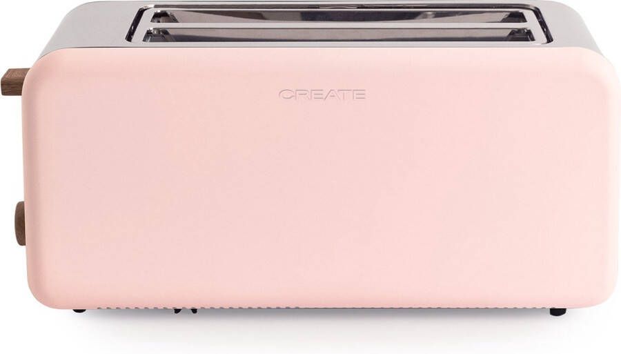 Create TOAST RETRO XL sleuven Broodrooster Pastel Roze Voor Brede Plakken 6 niveaus Functies 1500W
