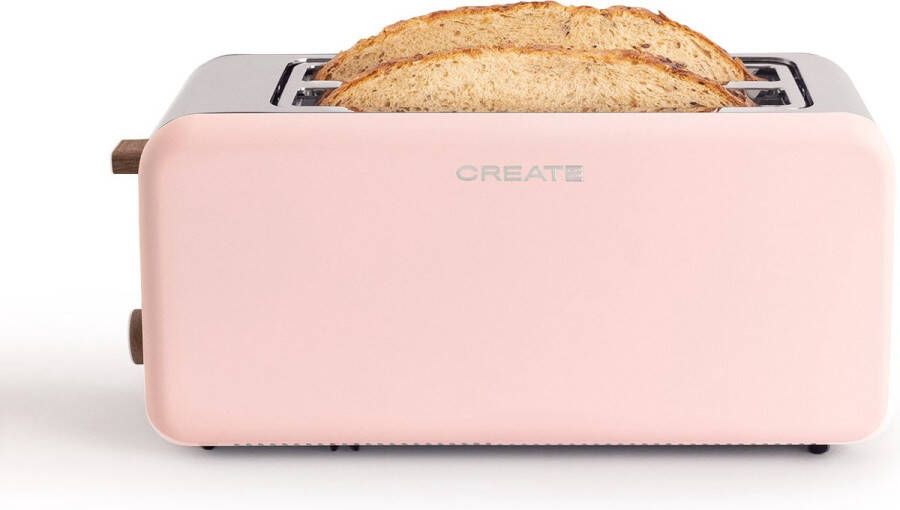 Create TOAST RETRO XL sleuven Broodrooster Pastel Roze Voor Brede Plakken 6 niveaus Functies 1500W - Foto 1