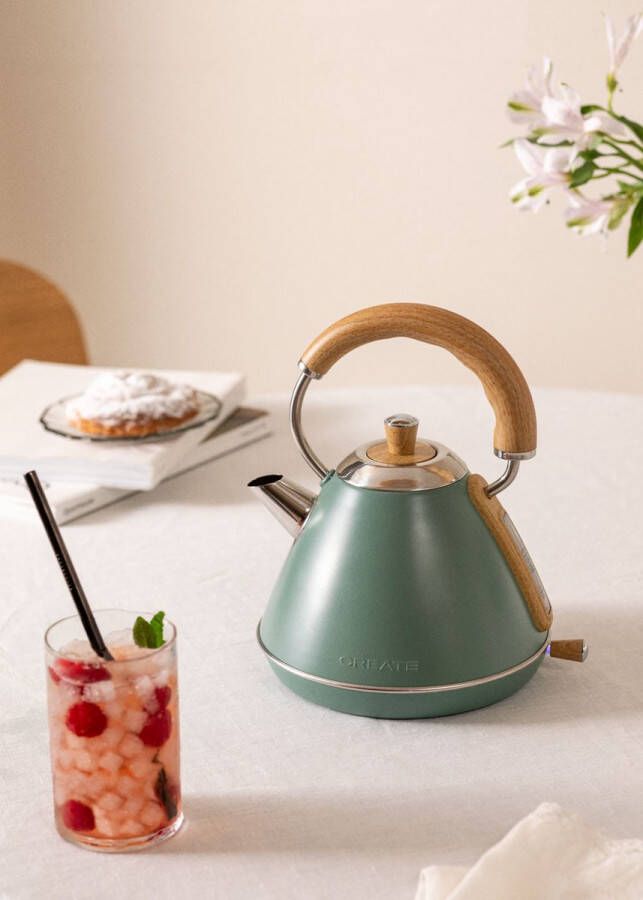Create Waterkoker Retro 1200 Watt 1 Liter RVS BPA vrij Elektrisch Antikalk Sage Kettle Retro M - Foto 2