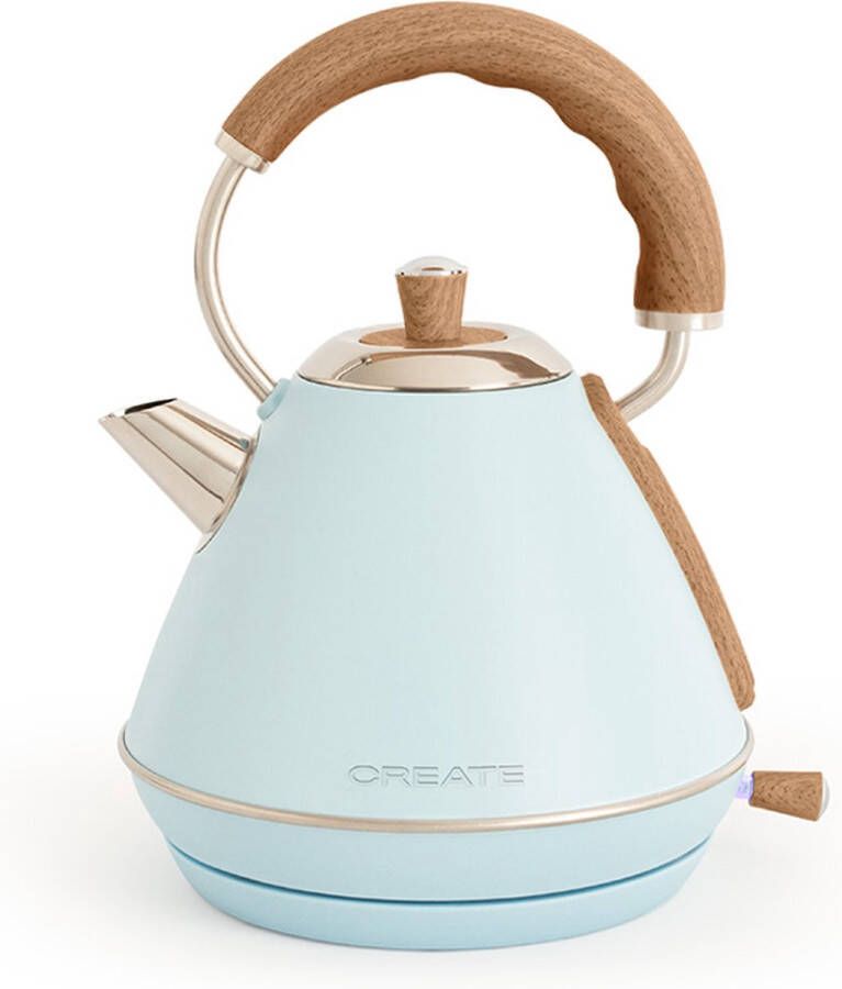 Create Waterkoker Retro 1200 Watt 1 Liter RVS BPA vrij Elektrisch Pastelblauw Kettle Retro M