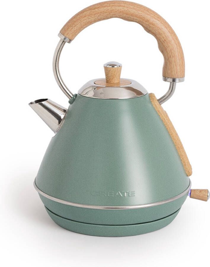 Create Waterkoker Retro 1200 Watt 1 Liter RVS BPA vrij Elektrisch Antikalk Sage Kettle Retro M