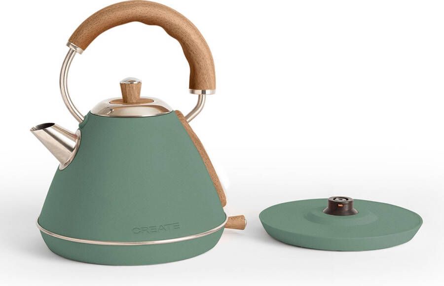 Create Waterkoker Retro 1200 Watt 1 Liter RVS BPA vrij Elektrisch Antikalk Sage Kettle Retro M - Foto 3
