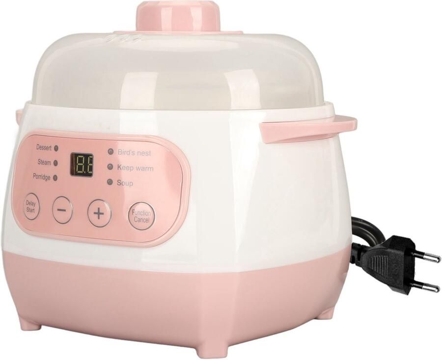 Creatorally Elektrische stoofpan 1 liter 200W met droogkookbeveiliging intelligente elektrische keramische kookplaat voor pap rijst en soep EU-stekker 220V