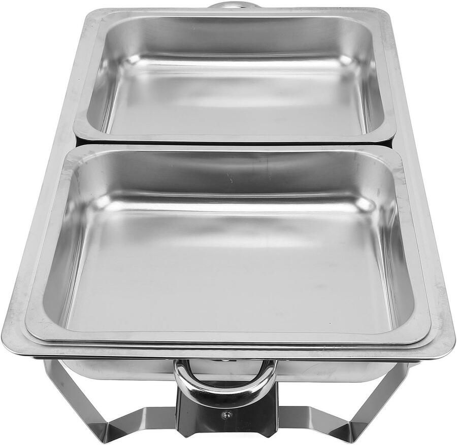 Creatorally Roestvrijstalen Buffetwarmer 2 Compartimenten Commerciële Buffetserver Catering Voedselwarmer Met Brander