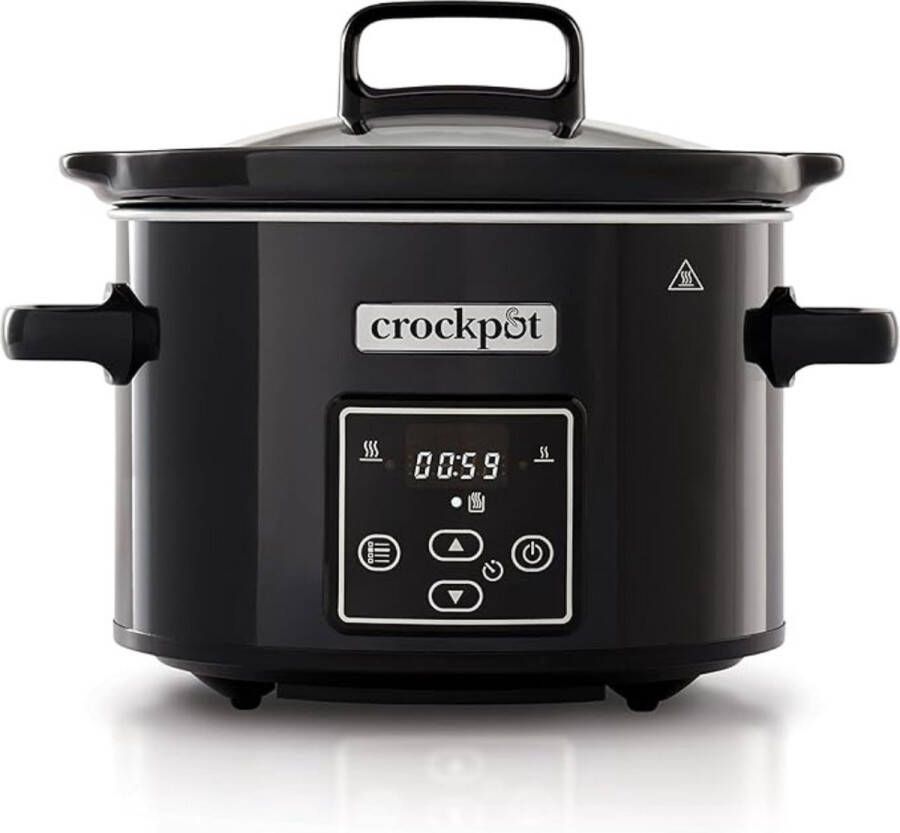 Crock-Pot Slowcooker met Timer Slowcooker met 3 Warmtestanden Elektrische Slowcooker met Uitneembare Keramische Binnenpan Vaatwasmachinebestendig 2 4 L Zwart