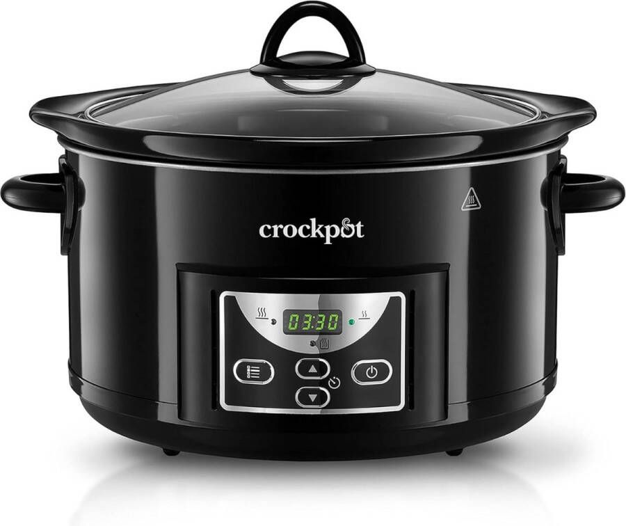 Crock-Pot CrockPot Slowcooker met Timer Slowcooker met 3 Warmtestanden Elektrische Slowcooker met Uitneembare Keramische Binnenpan Vaatwasmachinebestendig 4 7 L Zwart