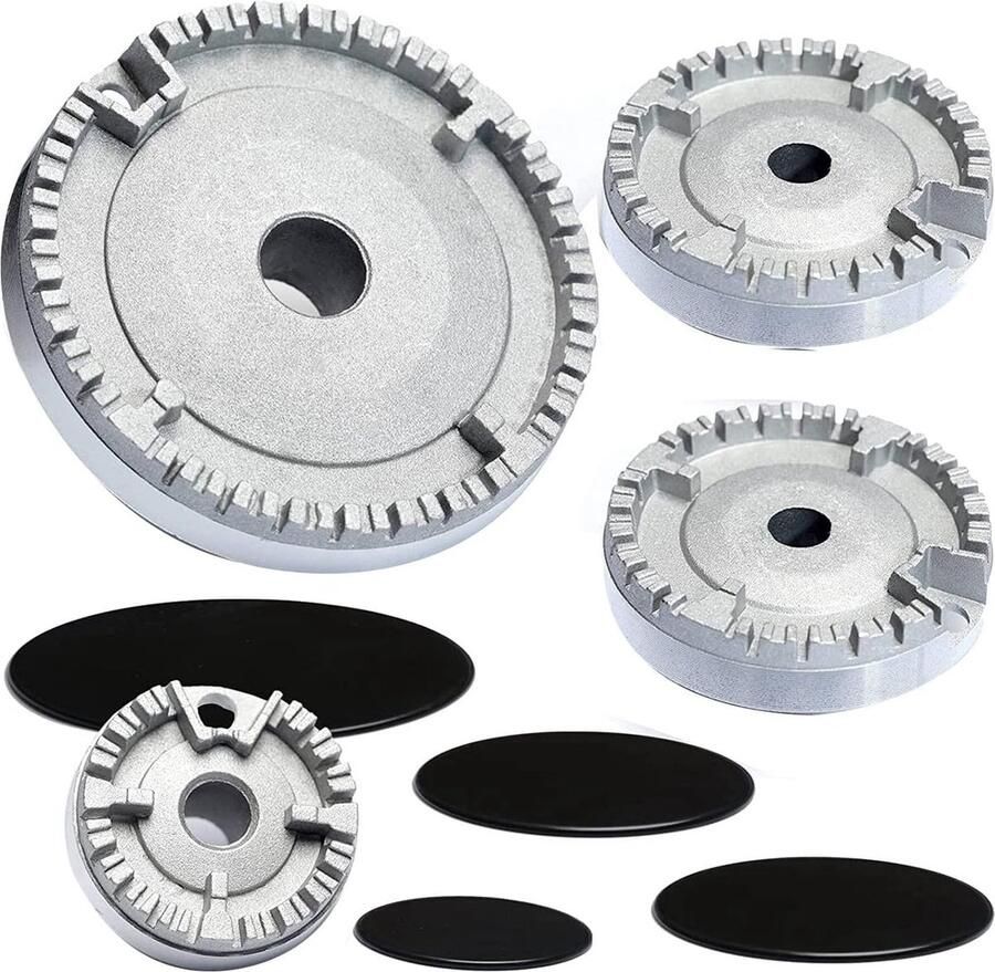 Crown & Gap Kit Gaskookplaat verbeterd fornuisdeksel oven-gasfornuis branderkroon vlamkap gasbrander-vlamkap geschikt voor de meeste gasfornuizen