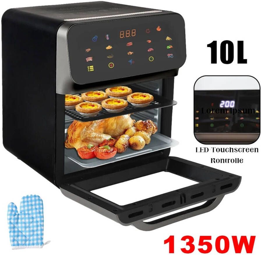 Cs Airfryer- Airfryer oven- Heteluchtoven- 10 liter- 10 programma's- Led display- touchscreen