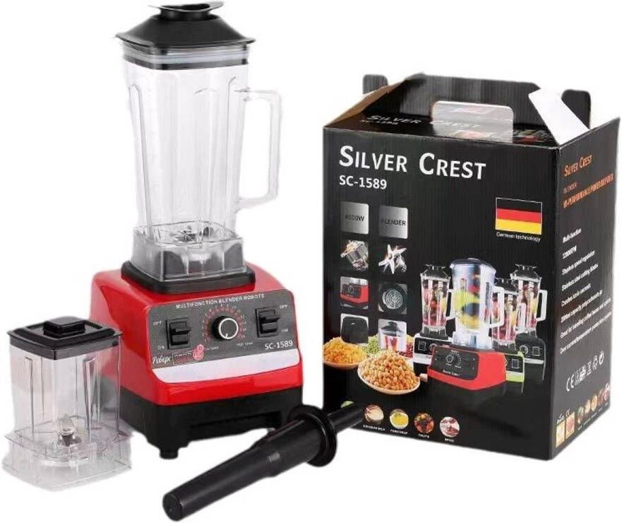 Cs Blender- Blender smoothie- Blenders Smoothie maker- 15 snelheden 2 glaskannen- Rood 2000 W -2.0L
