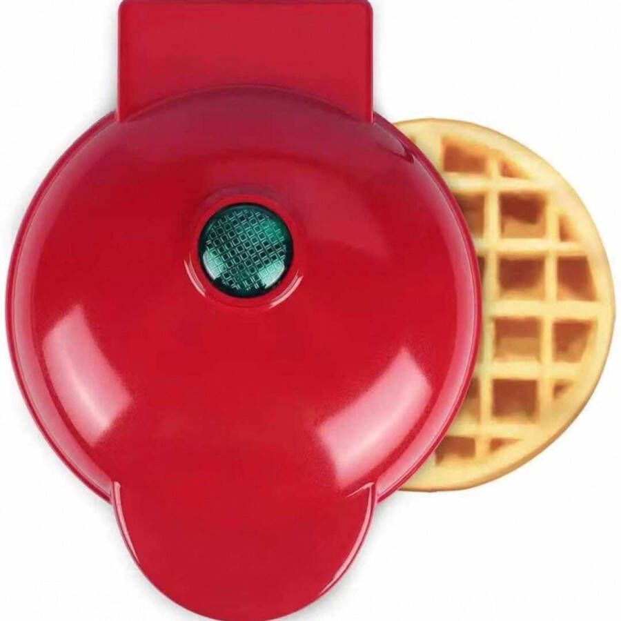 Cuhostki 1x Mini Wafelijzer Rood Non-Stick Klassieke Wafels Maker Compact Ontwerp Voor Keuken & Camper