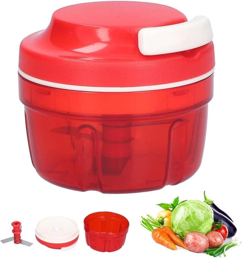 Cuhostki 1 Stuks Groentehakker Hakmolen Keukenmachine Rood Handmatig Model Multifunctioneel Trekkoord Ontwerp