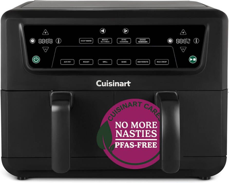 Cuisinart XXL Dual-Zone Airfryer Heteluchtfriteuse 2x5 2 2400W 7 programma's PFAS-vrije keramische coating 2 manden voor tot 12 porties Zwart