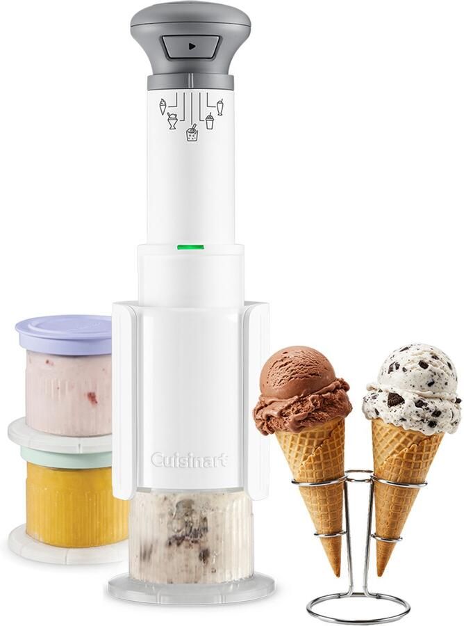 Cuisinart 5-in-1 IJsmachine Sorbet- en frozen yoghurtmaker Milkshake IJsmaker met 3 dessert cups Wit