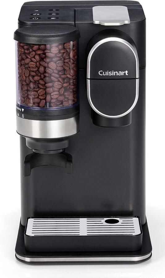 Cuisinart Single Serve Koffiezetapparaat Filterkoffie Ingebouwde RVS koffiemolen 3 kopgroottes Herbruikbare filterpod Zwart