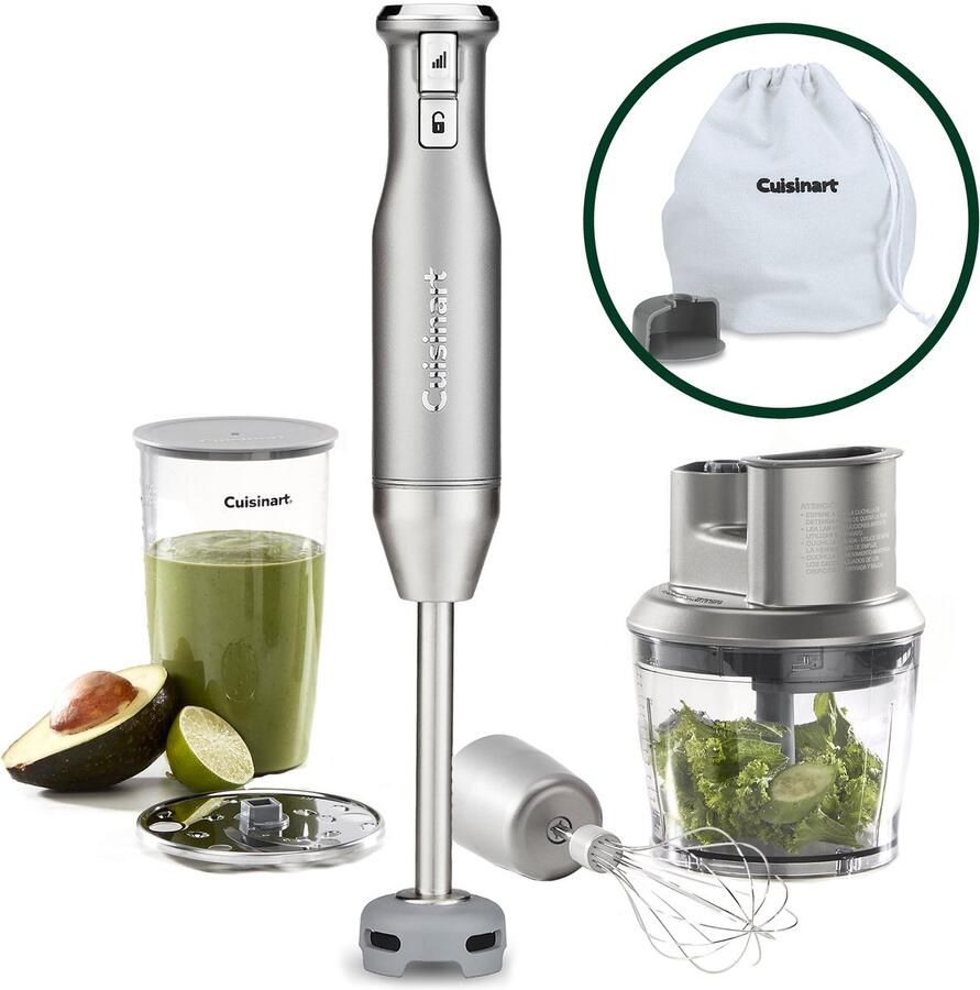 Cuisinart Staafmixer Set Power Blend 400 Watt Staafmixers Met Hakmolen 950ml BPA Vrij Krasvrije Mengkap 700ml Container Variabele Snelheid