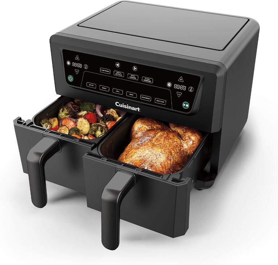 Cuisinart XXL Dual-Zone Airfryer Heteluchtfriteuse 2x5 2 2400W 7 programma's PFAS-vrije keramische coating 2 manden voor tot 12 porties Zwart