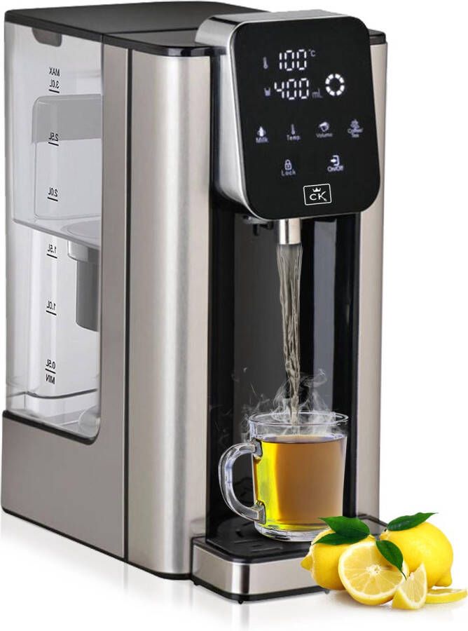 Cuisine King CuisineKing Heetwaterdispenser V2 4.0L Touch Display Warm Waterdispenser 2600W Instant Waterkoker Heetwatertap Incl. Filter