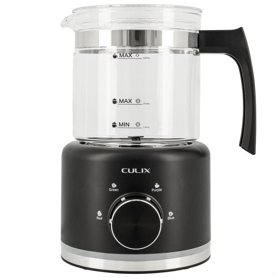 Culix Glazen Melkopschuimer – PFAS-vrij – Borosilicaat Glas – Elektrische Melkopschuimer – Vaatwasserbestendig – 4 Programma s – Koud & Warm Schuimen – 500 ML – Zwart - Foto 3