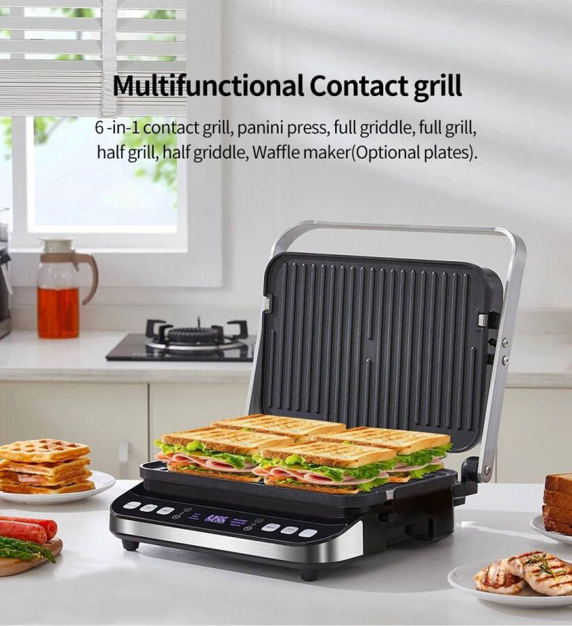 Currentgoodz Elektrische Grill Apparaat Elektrische Grillplaat Bakplaat 2000W 180Graden Vaatwasser Bestendig