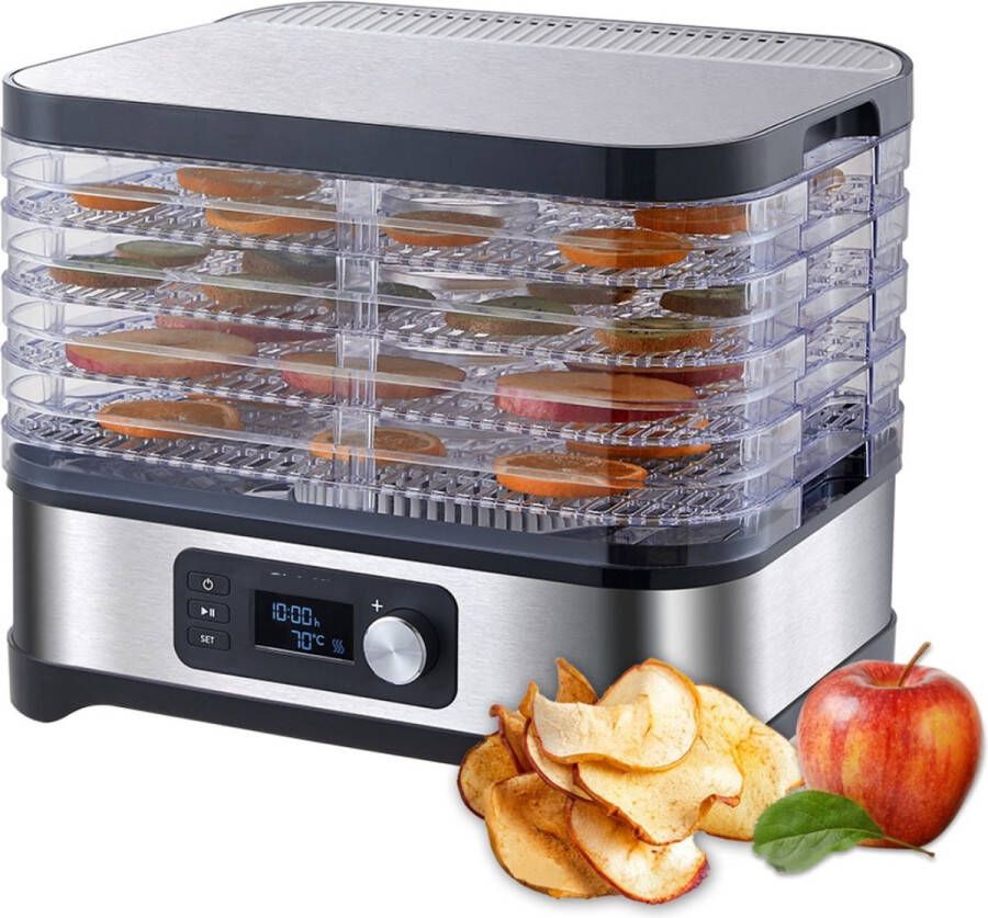 Currero Voedseldroger Dehydrator Droogoven Droogmachine LED Display 5 Lagen Deluxe edition