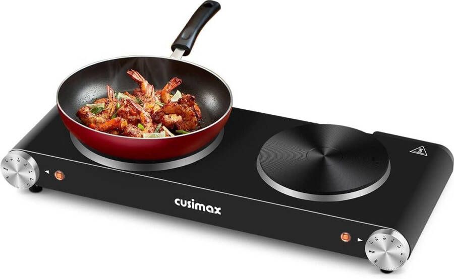 CUSIMAX 2-Plate Electric Cast Iron Cooker Portable Dual Temperature-Controlled Hot Plate