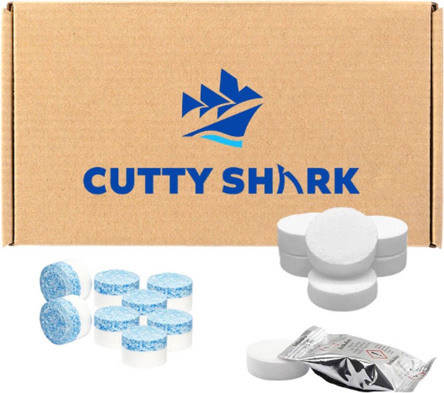 Cutty Shark 10 + 20 koffiemachine onderhoudsset 10 ontkalkingstabletten + 20 2-in-1 reinigingstabletten koffiemachineontkalker koffiemachinereiniger koffiemachine espressomachine Delonghi Philips Jura