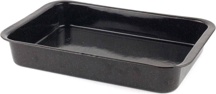 CW12611 Romano Vitreous Enamel Oven Roaster 36 cm Rectangular Roasting Pan Tin Dishwasher Safe Oven Safe Up to 230 Degrees Black