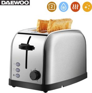 Daewoo SYM-1298: Broodrooster van Roestvrij Staal 2 Lades 2 Sneetjes Zwart RVS Toaster